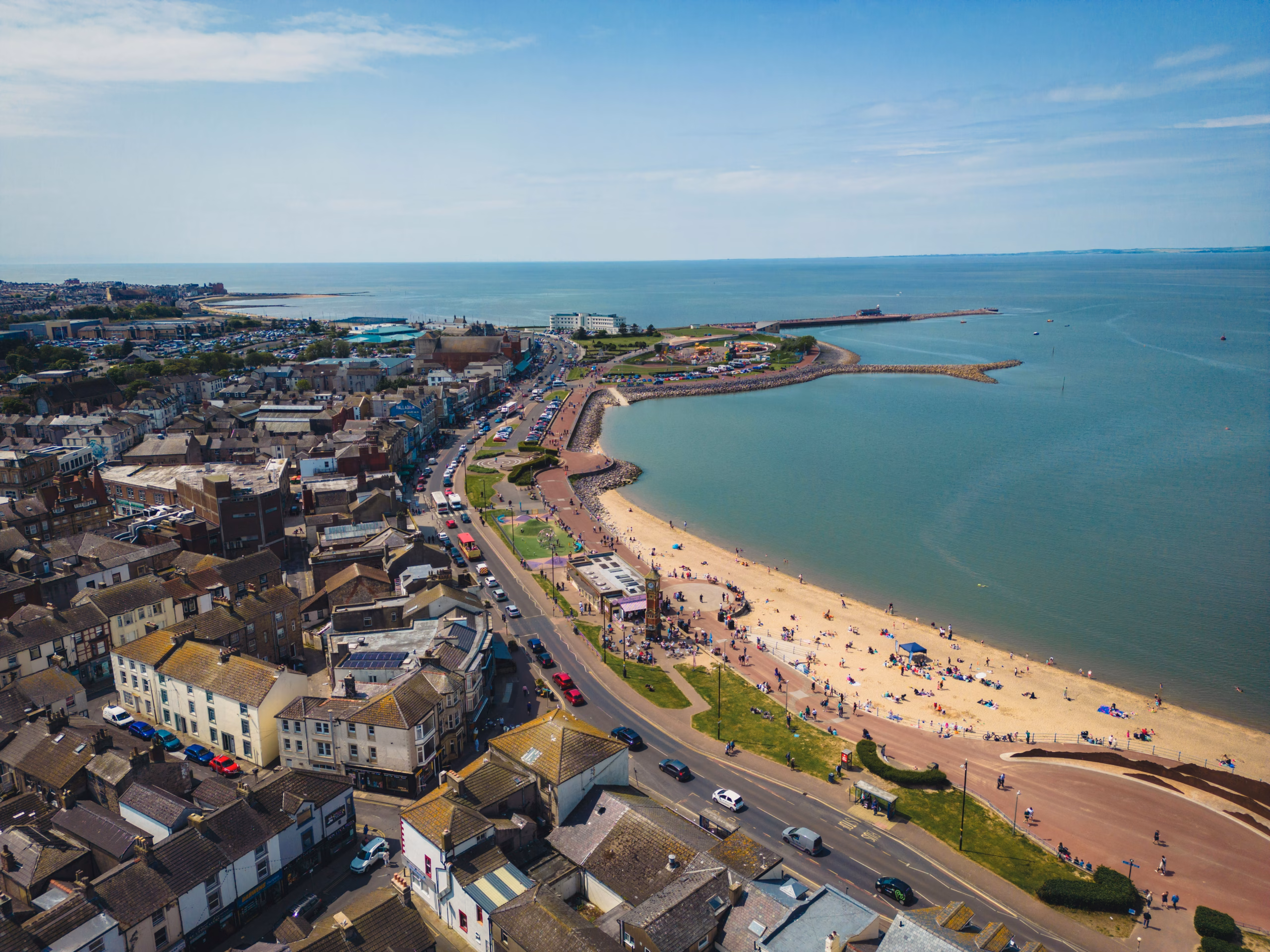 Morecambe Web Design Image of a coastline with a surrounding town around