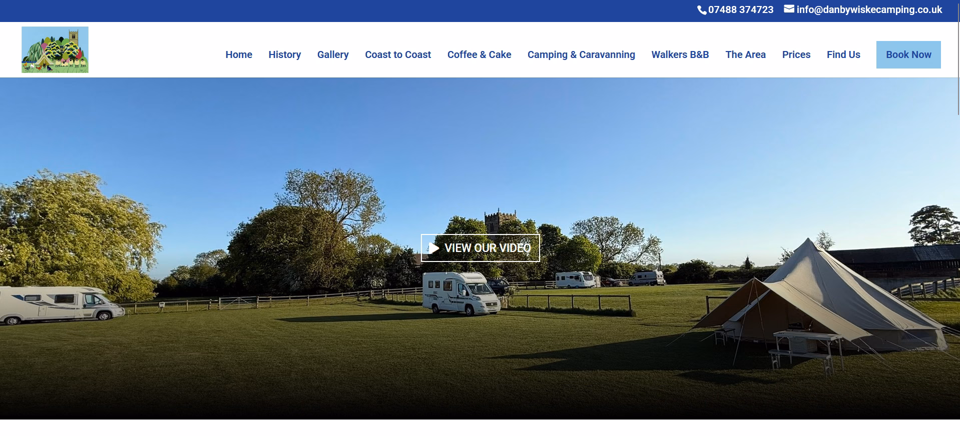 website home page for dansbywiske camping